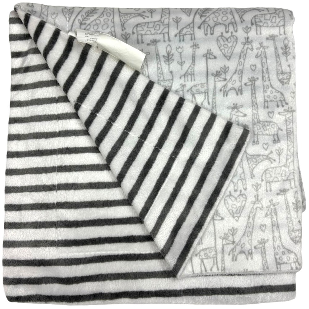 Lila & Jack Gray White Giraffe Baby Blanket Stripe Soft Polyester Thin Unisex